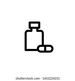 Ilustración vectorial, frasco y cápsula 
  para obtener más información. Plantilla de diseño de línea