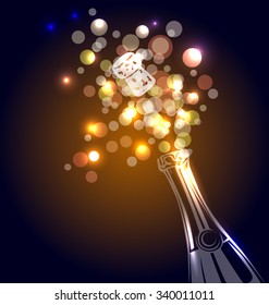 Vector illustration of a bottle of champagne