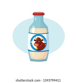 
vector illustration with a bottle of cow's milk