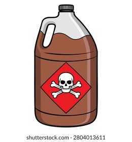 Vector illustration of bottle featuring toxic symbol and bio hazard sign. Suitable for chemistry, danger warning and scientific concepts.