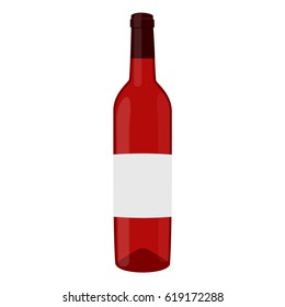 Vector illustration of bottle full with red wine with blank label. Bottle of alcohol icon