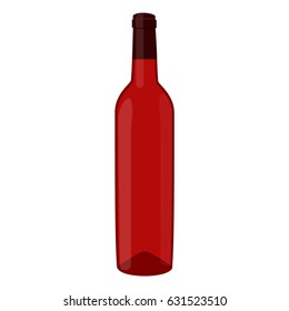 Vector illustration of bottle full with red wine. Bottle of alcohol icon
