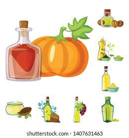 Vector illustration of bottle and glass  icon. Set of bottle and agriculture vector icon for stock.