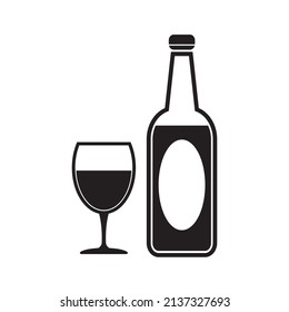 ilustración vectorial del icono de botella y vidrio, diseño plano