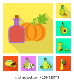 Vector illustration of bottle and glass  logo. Collection of bottle and agriculture stock symbol for web.