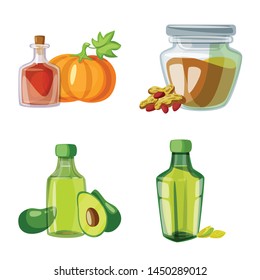 Vector illustration of bottle and glass logo. Collection of bottle and agriculture stock symbol for web.