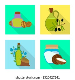 Vector illustration of bottle and glass  sign. Set of bottle and agriculture vector icon for stock.