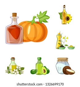 Vector illustration of bottle and glass  symbol. Set of bottle and agriculture stock vector illustration.