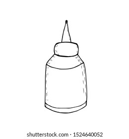 Vector illustration of a bottle with glue drawn in sketch style. Suitable for all types of design.