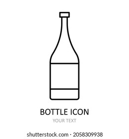 Vector illustration with bottle icon. Outline icon