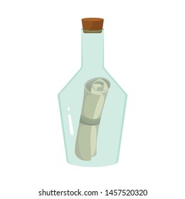 Vector illustration of bottle and letter icon. Collection of bottle and scroll stock symbol for web.