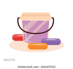 Vector illustration of a bottle with mastic. Food additive on a white background.