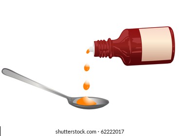 Vector Illustration A Bottle With A Medicine And A Spoon