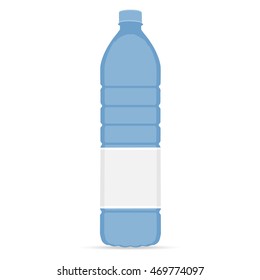 Vector illustration bottle with mineral water. Bottle with label. Water bottle isolated, drinking water.