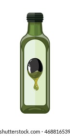 vector illustration of bottle with Olives oil. isolate on light background. Picture in modern flat style for your personal design project.