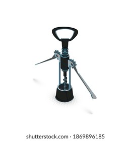 Vector illustration of bottle opener ,Isometric corkscrew.