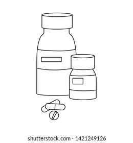 Vector illustration of bottle  and pill  icon. Set of bottle  and medical stock vector illustration.