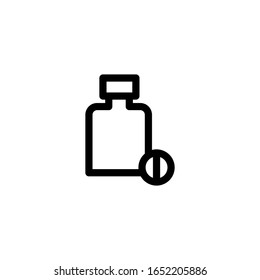 Vector illustration, bottle and pill 
 icon. Line design template