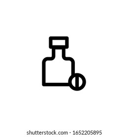 Vector illustration, bottle and pill 
 icon. Line design template