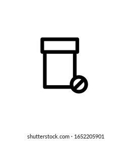 Vector illustration, bottle and pill 
 icon. Line design template