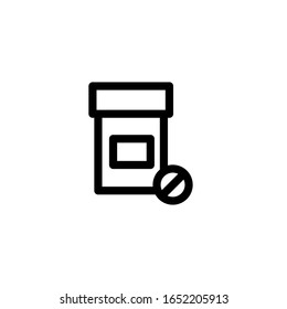 Ilustración de vectores, botella y píldora 
  para obtener más información. Plantilla de diseño de línea