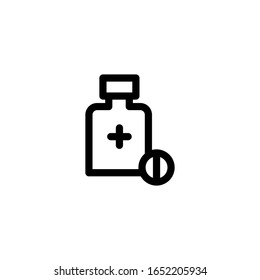 Ilustración de vectores, botella y píldora 
  para obtener más información. Plantilla de diseño de línea