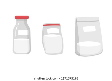 vector illustration bottle and plastic bag for milk , safety place to keep breast milk longer. 