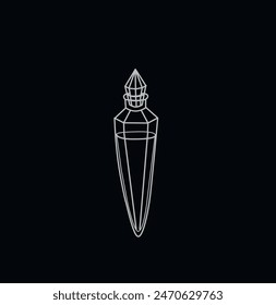 Ilustración vectorial. Botella con poción. Matraz con líquido mágico. Líquido mágico. Artes gráficas. Sobre un fondo blanco. Dibujo en blanco y negro. Un juego de botellas mágicas. Elixir de la vida.