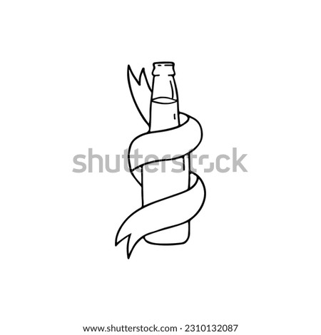 vector illustration of a bottle with a ribbon