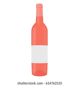 Vector illustration bottle of rose wine. Bottle of alcohol