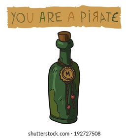 The vector illustration of bottle of rum