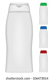 Vector illustration of  bottle of shampoo of different colors