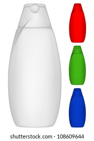 Vector illustration of  bottle of shampoo of different colors