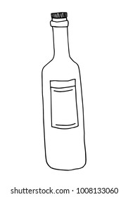 Vector illustration of a bottle. Simple line drawing wine bottle
