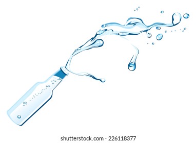 Vector illustration of a bottle with splashing water.