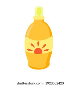 vector illustration of a bottle of sunscreen with spray, isolated on a white background