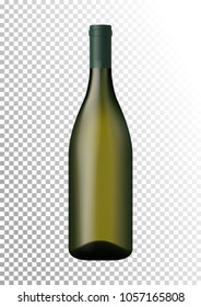 Vector illustration of a bottle of white wine in photorealistic style. A realistic object on a transparent background. 3D Realism.