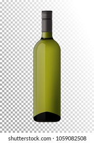 Vector illustration of a bottle of white wine with screw cap in photorealistic style. A realistic object on a transparent background. 3D Realism.