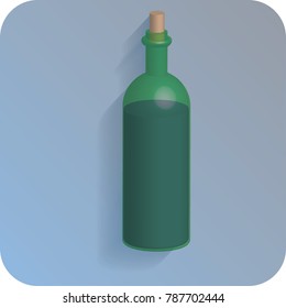 Vector illustration of a bottle of wine on a white background