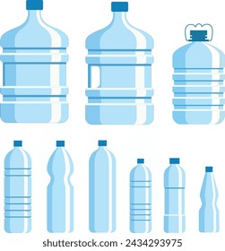 Vektor-Illustration von gefiltertem Wasser oder Soda in Flaschen