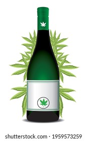 Vector illustration of bottled Marijuana juice to promote it as a popular drink today and in the future. 