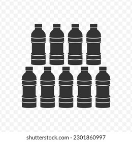 Icono vectorial de botellas en color oscuro y fondo transparente().