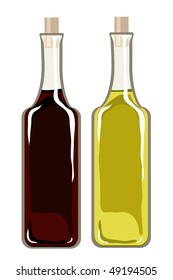 A vector illustration of bottles of olive oil and balsamic vinegar isolated on white