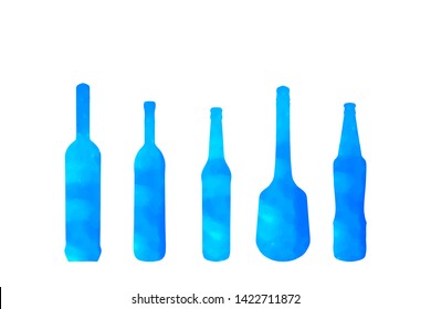 vector illustration - bottles silhouettes watercolor stains