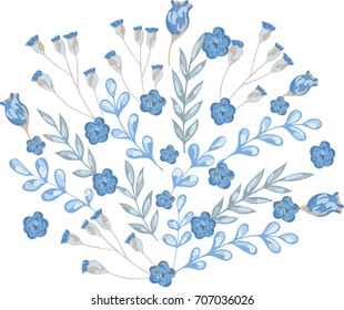 vector illustration of  bouquet of  with beautiful small blue flowers