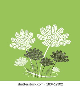 Vector illustration bouquet of the elegant stylized flowers on a green background. Flowers background. Greeting card or invitation. 