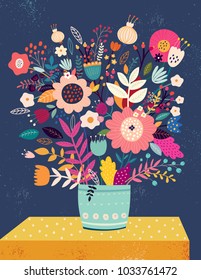 Vector illustration with bouquet of flowers