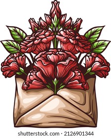 Vector illustration of bouquet of flowers.