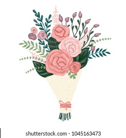 Vector illustration bouquet of flowers. Design template for card, poster, flyer and other users