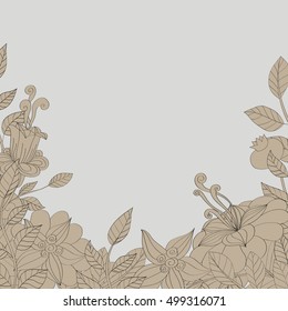 vector illustration bouquet of flowers leaves invitation card gray scale text save the date eps8